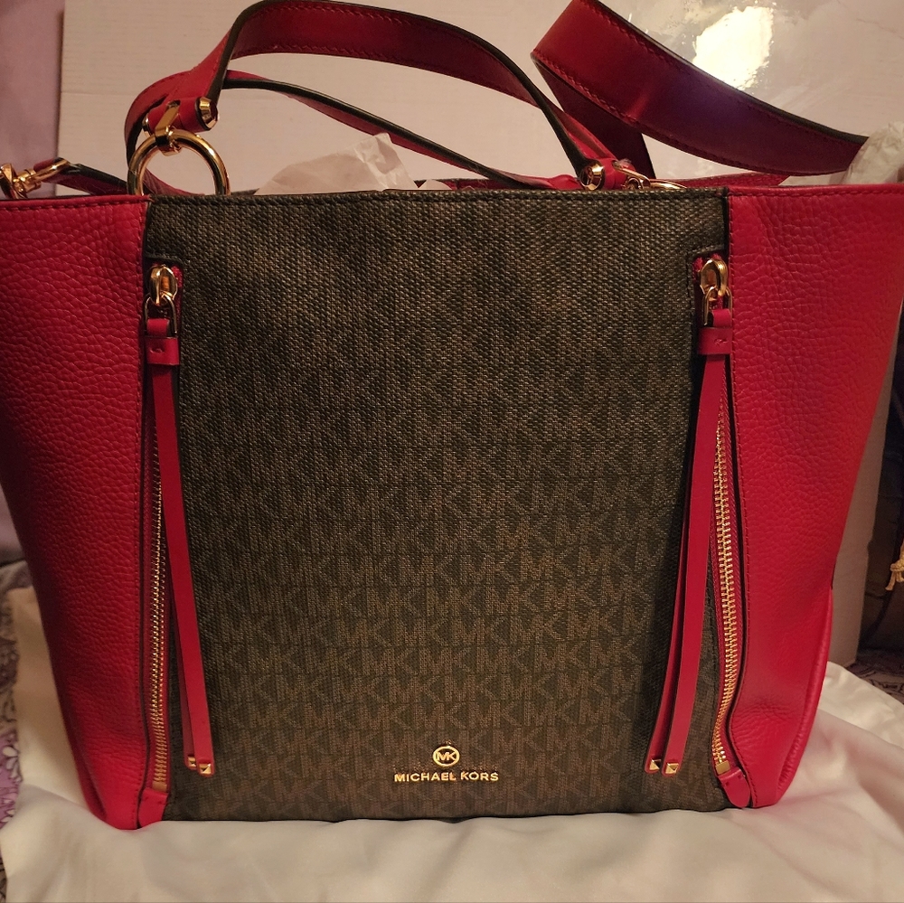 Michael kors Brooklyn Large Logo Pebble Leather Tote